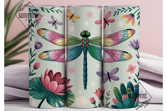 Dragonfly Garden 20oz Tumbler Wrap Sublimation sassyprint 