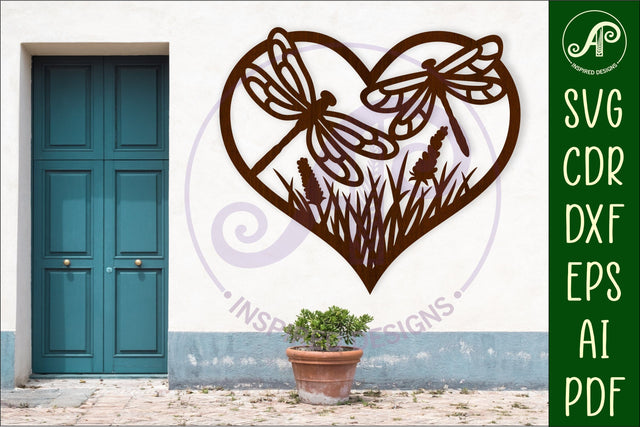 Dragonfly heart wall sign, SVG file. vector sign SVG APInspireddesigns 