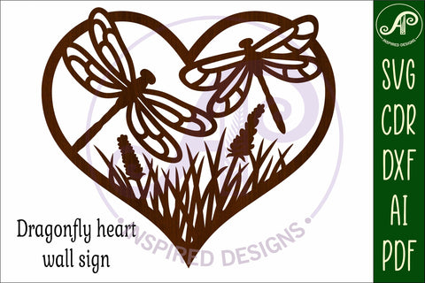 Dragonfly heart wall sign, SVG file. vector sign SVG APInspireddesigns 