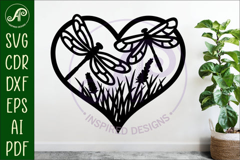 Dragonfly heart wall sign, SVG file. vector sign SVG APInspireddesigns 