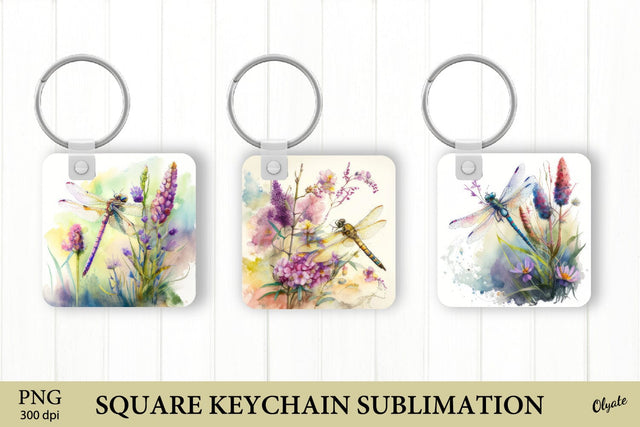 Dragonfly Keychain Sublimation PNG. Square Keychain PNG Sublimation Olga Terlyanskaya 
