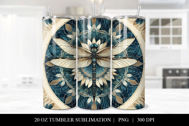 Dragonfly Mandala 20oz Tumbler Sublimation Design Sublimation BijouBay 