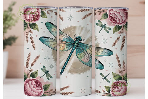 Dragonfly Mandala 20oz Tumbler Wrap Sublimation PixelChick 