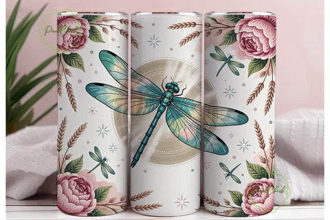 Dragonfly Mandala 20oz Tumbler Wrap Sublimation PixelChick 