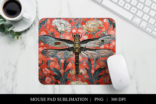 Dragonfly Mouse Pad Sublimation | Floral Desk PNG Sublimation BijouBay 