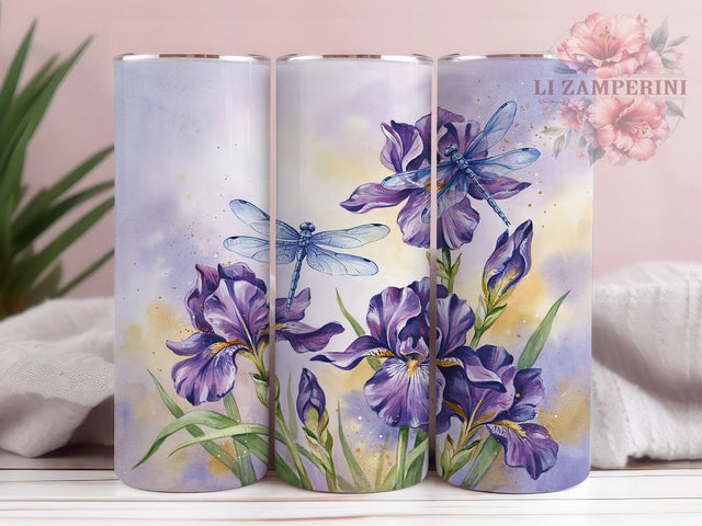 Dragonfly Orchid Mist Glow 20oz Tumbler, Dragonfly Motif, Orchid Design, Mist Effect, Glow Style, Elegant Charm, Skinny Tumbler, Sublimation PNG Sublimation Li Zamperini 