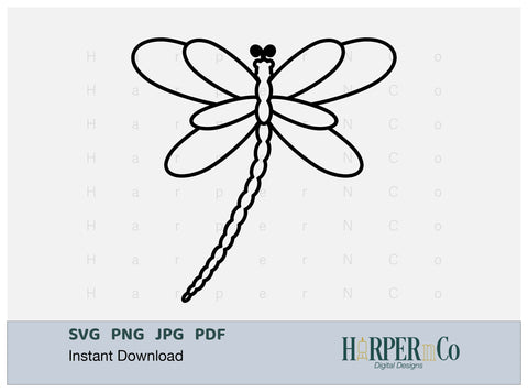 Dragonfly Outline 1 SVG PNG Cut EPS File SVG HarperNCo 
