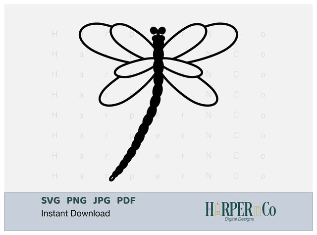 Dragonfly Outline SVG PNG Cut EPS File SVG HarperNCo 