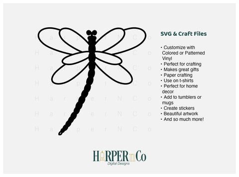 Dragonfly Outline SVG PNG Cut EPS File SVG HarperNCo 