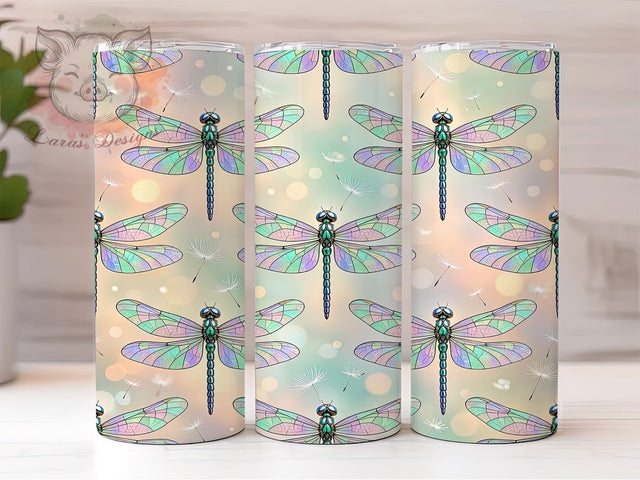 Dragonfly Pattern 20oz Tumbler, Dragonfly Design, Pattern Motif, Nature Theme, Whimsical Style, Garden Charm, 20oz Wrap, Sublimation Tumbler Sublimation Lara' s Designs 