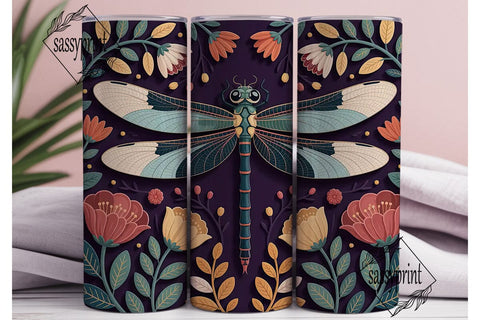 Dragonfly Quilled Art 20oz Tumbler Wrap Sublimation sassyprint 