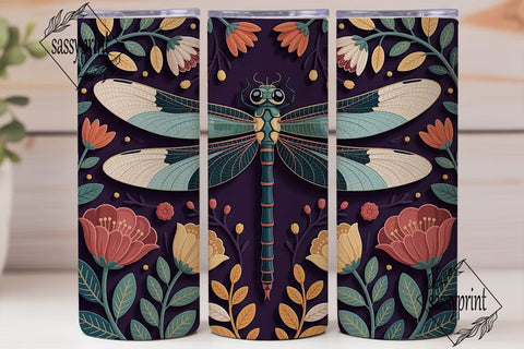 Dragonfly Quilled Art 20oz Tumbler Wrap Sublimation sassyprint 