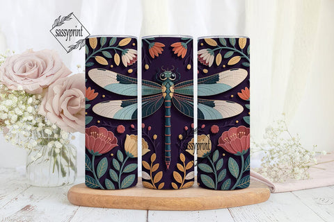 Dragonfly Quilled Art 20oz Tumbler Wrap Sublimation sassyprint 