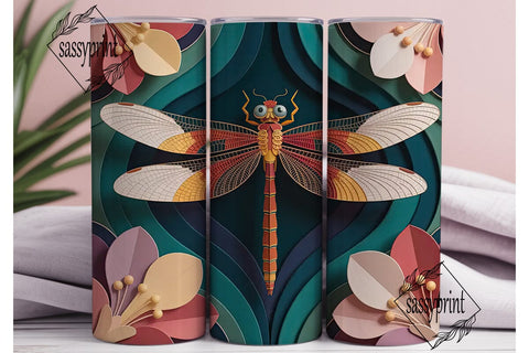 Dragonfly Quilled Art 20oz Tumbler Wrap Sublimation sassyprint 