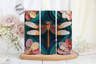 Dragonfly Quilled Art 20oz Tumbler Wrap Sublimation sassyprint 