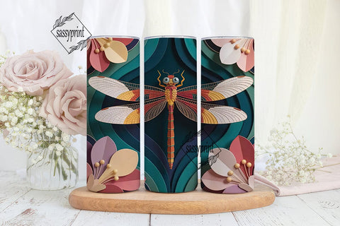 Dragonfly Quilled Art 20oz Tumbler Wrap Sublimation sassyprint 