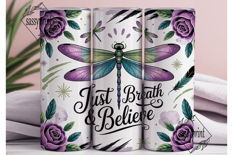 Dragonfly & Roses 20oz Tumbler Wrap Sublimation sassyprint 
