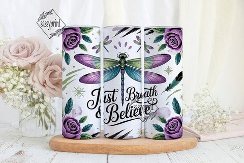Dragonfly & Roses 20oz Tumbler Wrap Sublimation sassyprint 