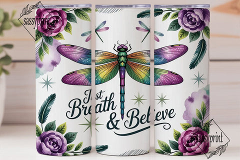 Dragonfly & Roses 20oz Tumbler Wrap Sublimation sassyprint 
