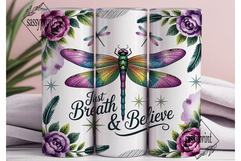 Dragonfly & Roses 20oz Tumbler Wrap Sublimation sassyprint 