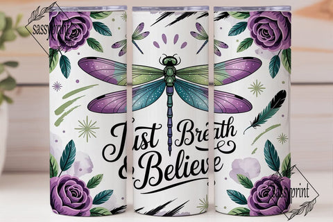 Dragonfly & Roses 20oz Tumbler Wrap Sublimation sassyprint 