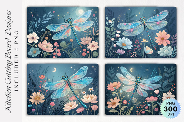 Dragonfly Serenity on a Cutting Board PNG Design Sublimation Regulrcrative 
