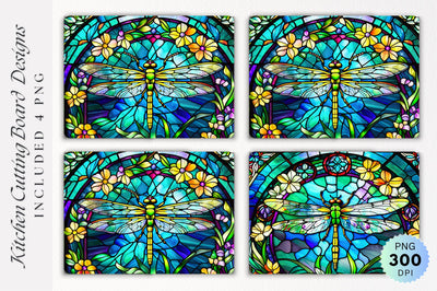 Dragonfly stained glass Cutting Board PNG Design Sublimation Regulrcrative 