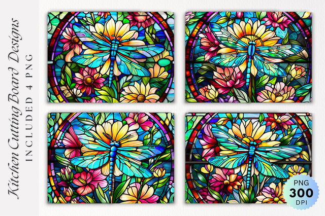 Dragonfly stained glass Cutting Board PNG Design Sublimation Regulrcrative 