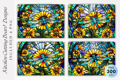 Dragonfly stained glass Cutting Board PNG Design Sublimation Regulrcrative 