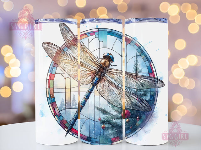 Dragonfly Stained Glass Tumbler Wrap, Dragonfly Sublimation, Dragonfly PNG, Dragonfly Tumbler PNG Sublimation SvggirlplusArt 