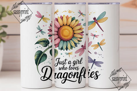 Dragonfly Sunflower 20oz Tumbler Wrap Sublimation sassyprint 