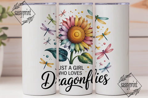 Dragonfly Sunflower 20oz Tumbler Wrap Sublimation sassyprint 