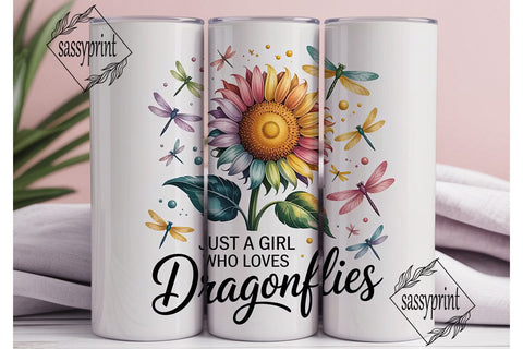 Dragonfly Sunflower 20oz Tumbler Wrap Sublimation sassyprint 