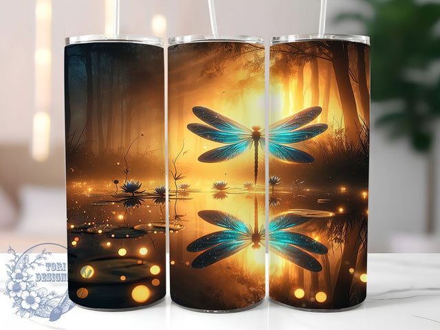 Dragonfly Sunset Nature Tumbler Wrap, Sunset Nature Tumbler, 20oz Tumbler Sublimation, Mystical Insect Design, Vibrant Sky Tumbler, Boho Dragonfly Wrap, Tranquil Sunset Aesthetic Sublimation ToriDesigns 