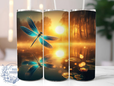 Dragonfly Sunset Nature Tumbler Wrap, Sunset Nature Tumbler, 20oz Tumbler Sublimation, Mystical Insect Design, Vibrant Sky Tumbler, Boho Dragonfly Wrap, Tranquil Sunset Aesthetic Sublimation ToriDesigns 