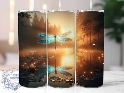 Dragonfly Sunset Nature Tumbler Wrap, Sunset Nature Tumbler, 20oz Tumbler Sublimation, Mystical Insect Design, Vibrant Sky Tumbler, Boho Dragonfly Wrap, Tranquil Sunset Aesthetic Sublimation ToriDesigns 