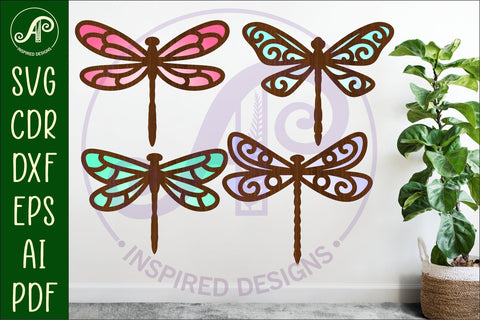 Dragonfly two layer laser cut outs SVG file SVG APInspireddesigns 