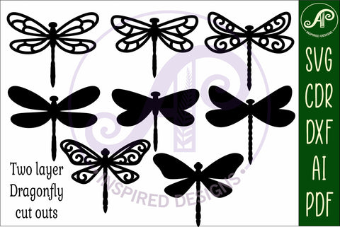 Dragonfly two layer laser cut outs SVG file SVG APInspireddesigns 