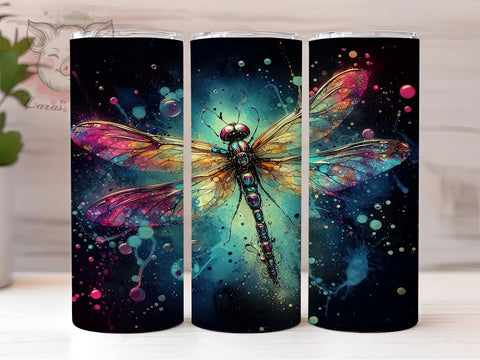 Dragonfly Watercolor 20oz Tumbler Png, Straight & Tapered Tumbler Png, Dragonfly Tumbler Png, Digital Download PNG Sublimation Lara' s Designs 