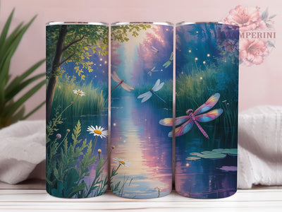 Dragonfly Wildflower Garden Tumbler, Floral Garden Tumbler, Stylish 20oz Wrap, Sublimation Design, Trendy Gift Idea, Rustic Wildflower Wrap, Botanical Dragonfly Tumbler Sublimation Li Zamperini 