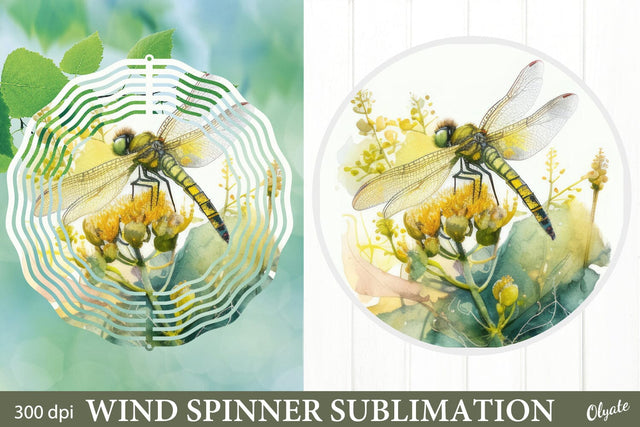 Dragonfly Wind Spinner Sublimation. Spring Wind Spinner PNG Sublimation Olga Terlyanskaya 