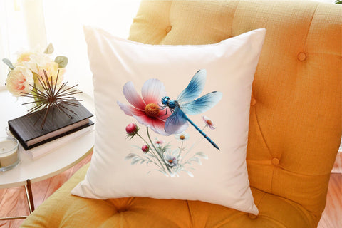 Dragonfly with Flowers Clipart PNG Sublimation designartist 
