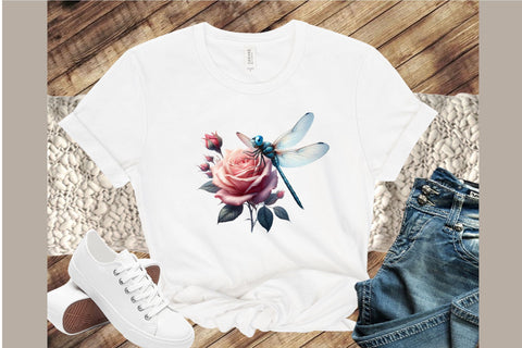 Dragonfly with Flowers Clipart PNG Sublimation designartist 