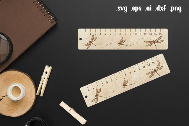 Dragonfly Wooden Ruler Laser Engraving, Back to School Gift SVG zafrans studio 