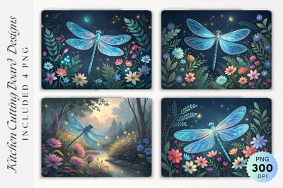 Dragonfly's Night Flight A Cutting Board PNG Design Sublimation Regulrcrative 