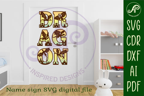 Dragons alphabet set. 2 layer letters. 53 letter option SVG APInspireddesigns 