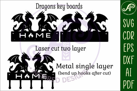 Dragons Key holder designs for wood and metal SVG APInspireddesigns 