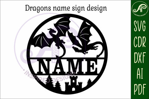 Dragons name wall art sign, SVG file SVG APInspireddesigns 