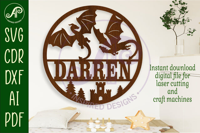 Dragons name wall art sign, SVG file SVG APInspireddesigns 