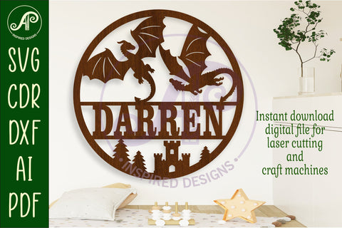 Dragons name wall art sign, SVG file SVG APInspireddesigns 